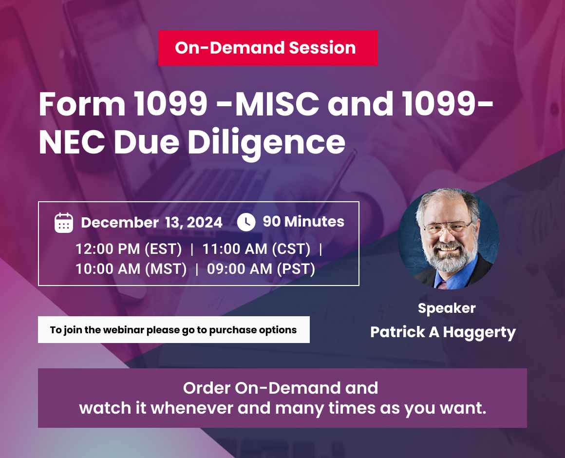 Form 1099 -MISC and 1099-NEC Due Diligence