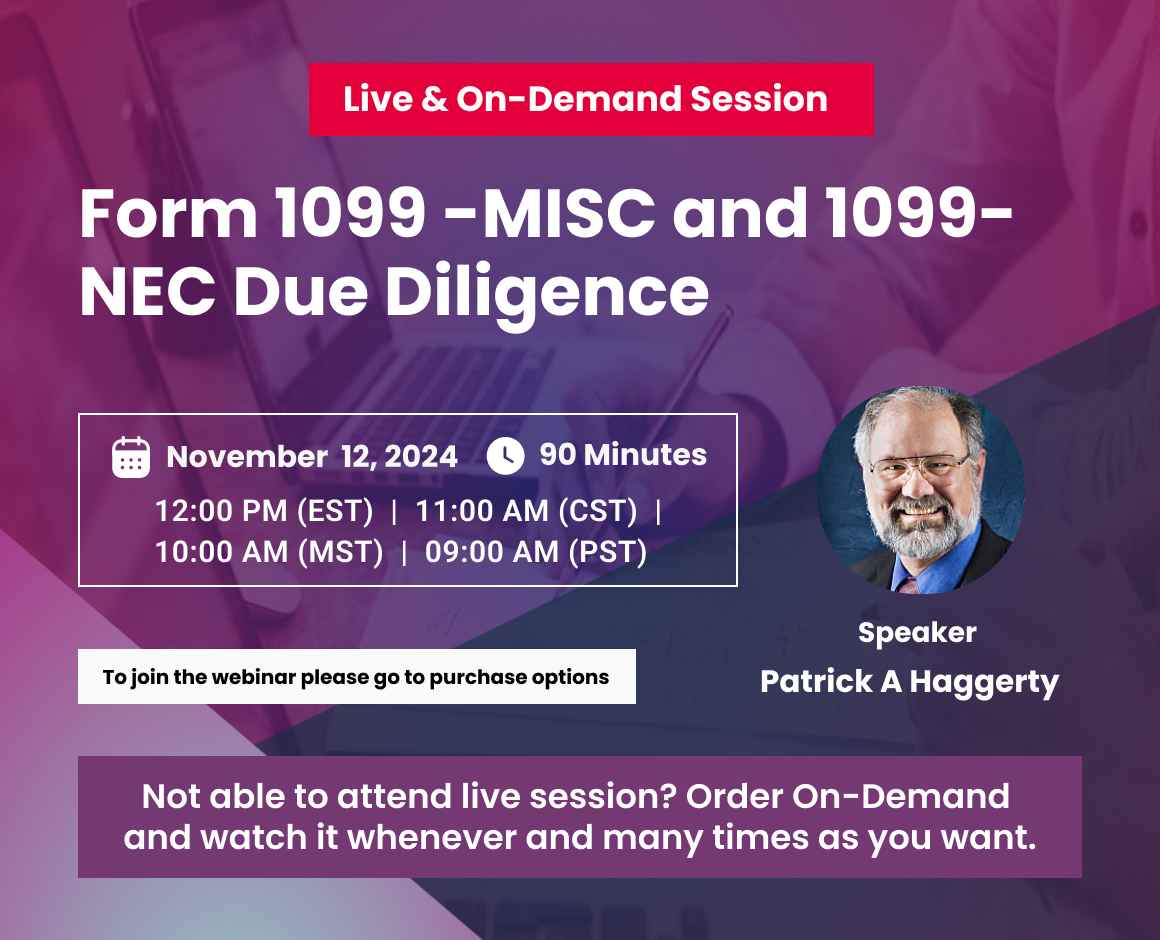 Form 1099 -MISC and 1099-NEC Due Diligence